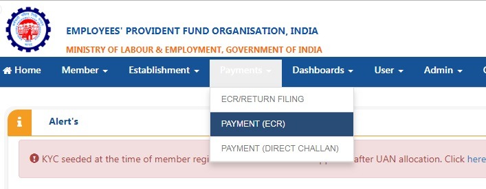 EPF Online Payment Other than SBI
