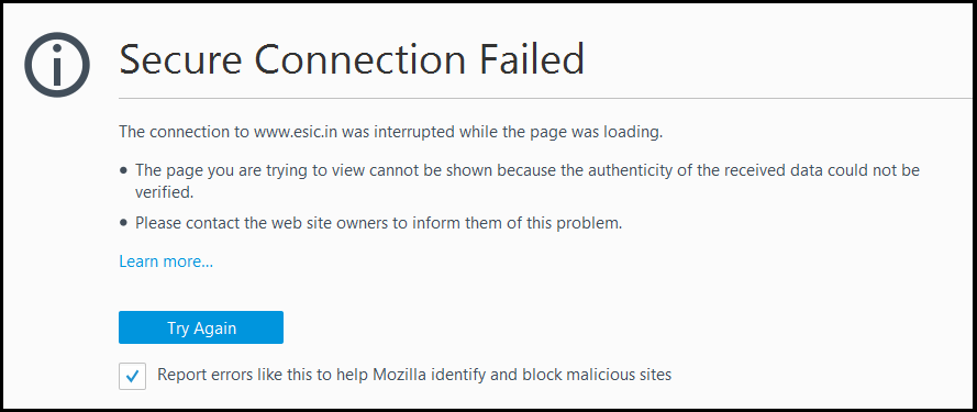 ESIC Secure Connection Failed Error Solution