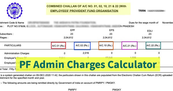 PF admin charges calculator