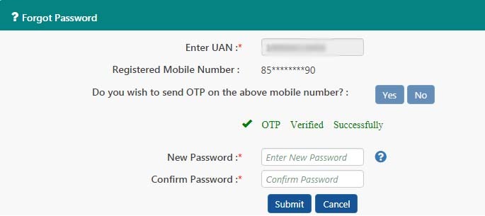 Forgot UAN Password