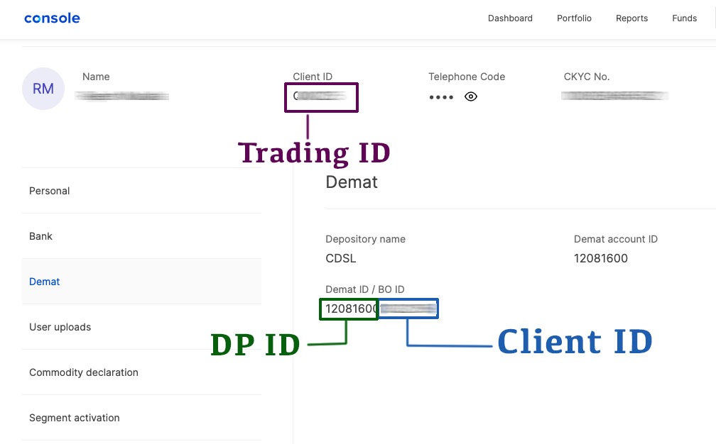 What is Client ID, DP ID, and Trading ID in Zerodha