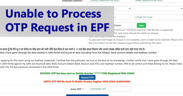 Unable to Process OTP Request EPF