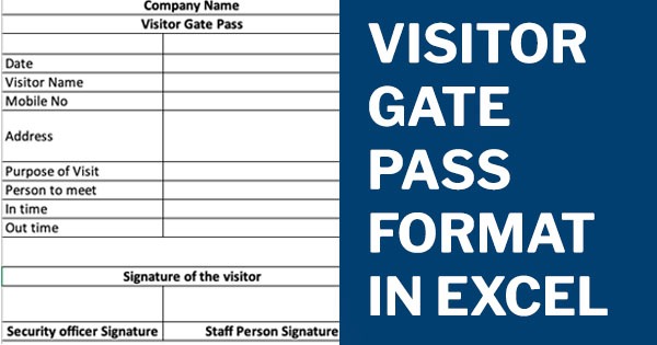Visitor Gate Pass Format in Excel