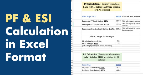 PF ESIC Caculation in Excel Format 2020