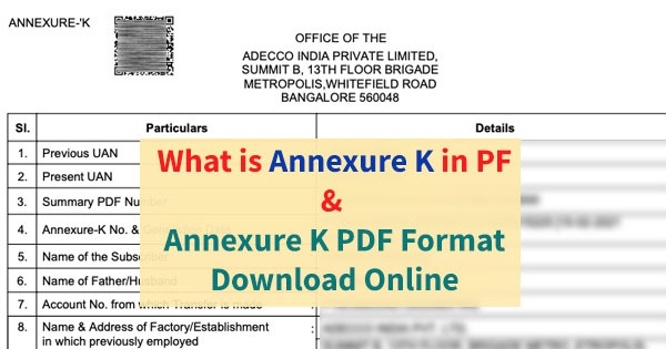Annexure k in EPF