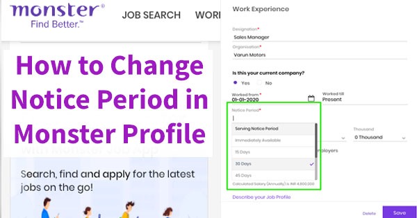 How to change notice period in monster profile