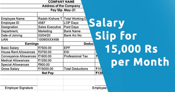 Salary slip for 15000 Rs per month