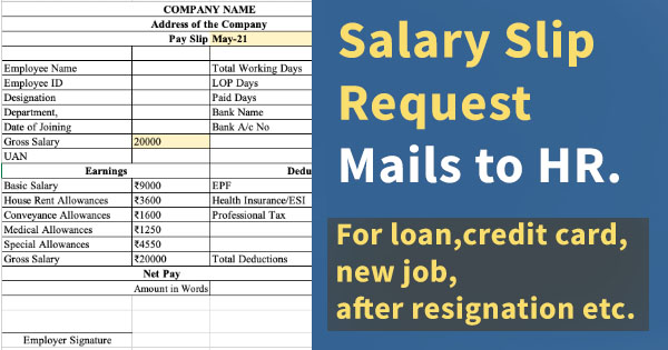 Salary Slip Request Mail to HR