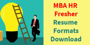 MBA HR Fresher Resume Formats