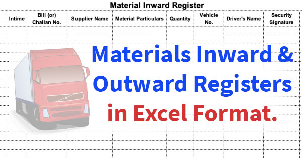 Material Inward Outward Register Format in Excel