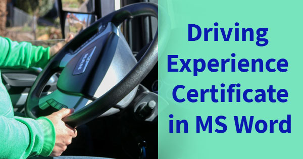 Driving Experience Certificate Formats in MS Word