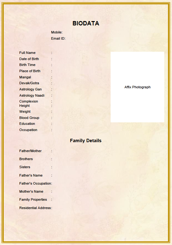 New marriage biodata format