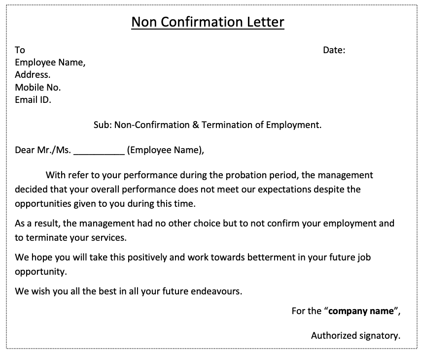 probation letter sample for employee