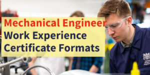 Mechanical Engineer work experience certificate formats