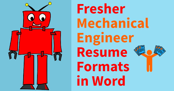Sample fresher mechanical engineer formats in India doc format