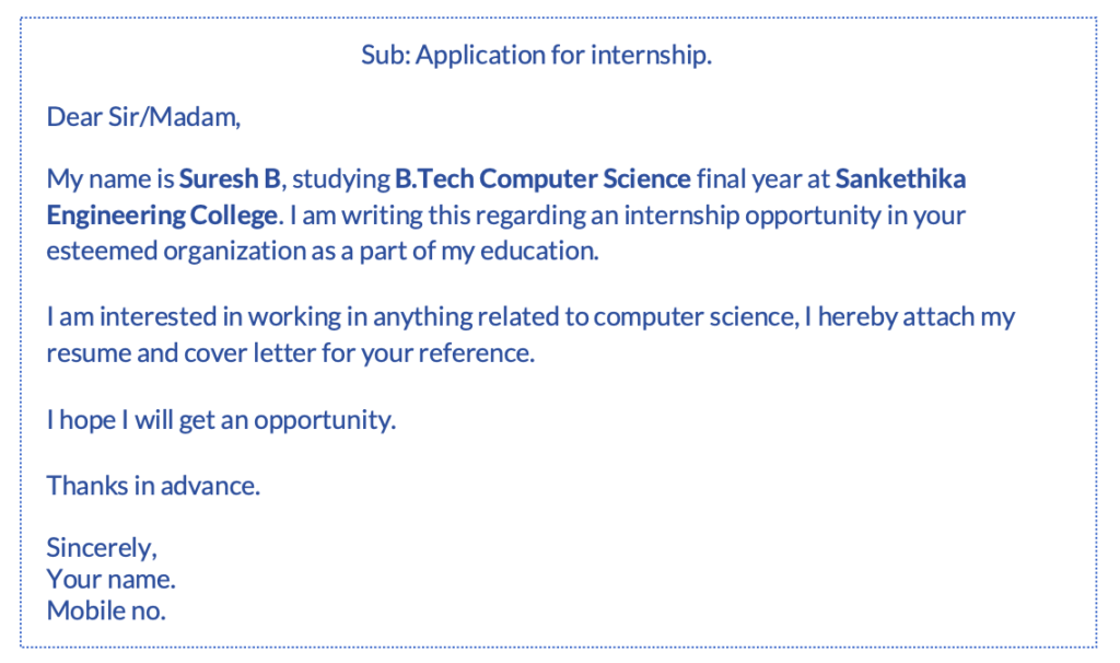 internship application email sample
