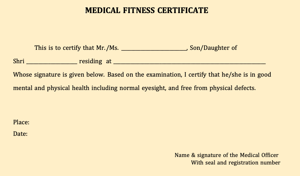 Medical fitness certificate download free
