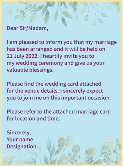 Marriage invitation message to boss