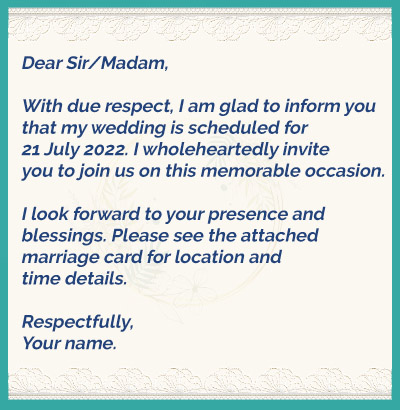 Wedding invitation message to boss 