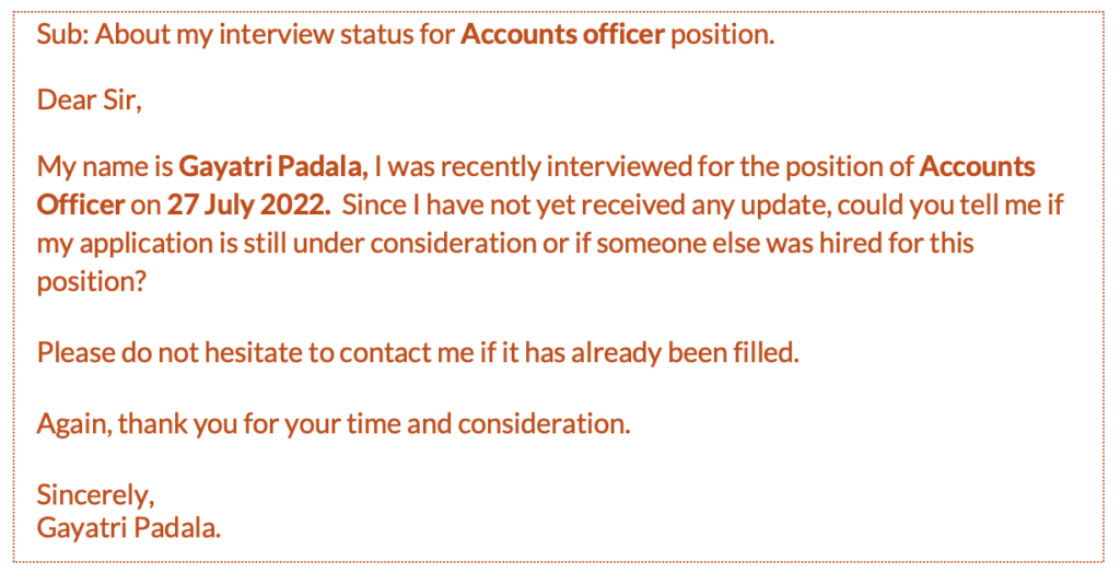 Follow up email after interview no response.