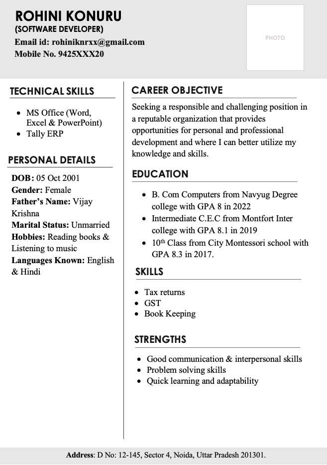 Attractive resume templates for freshers download