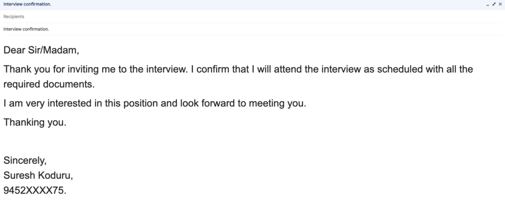 How to acknowledge interview email (example)