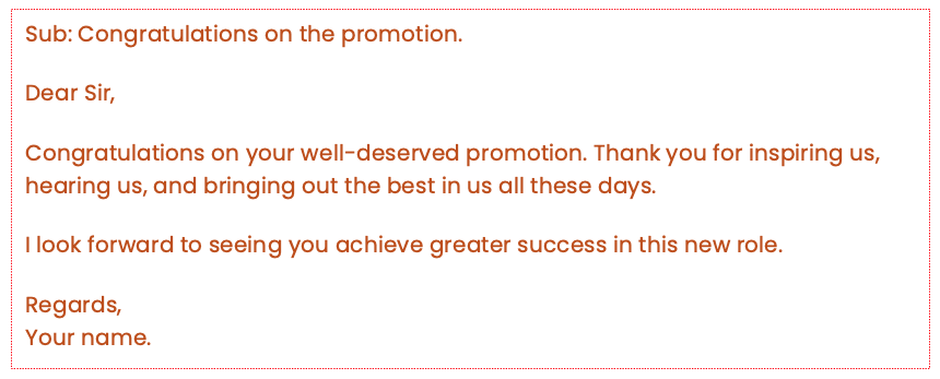 Promotion congratulation email to boss