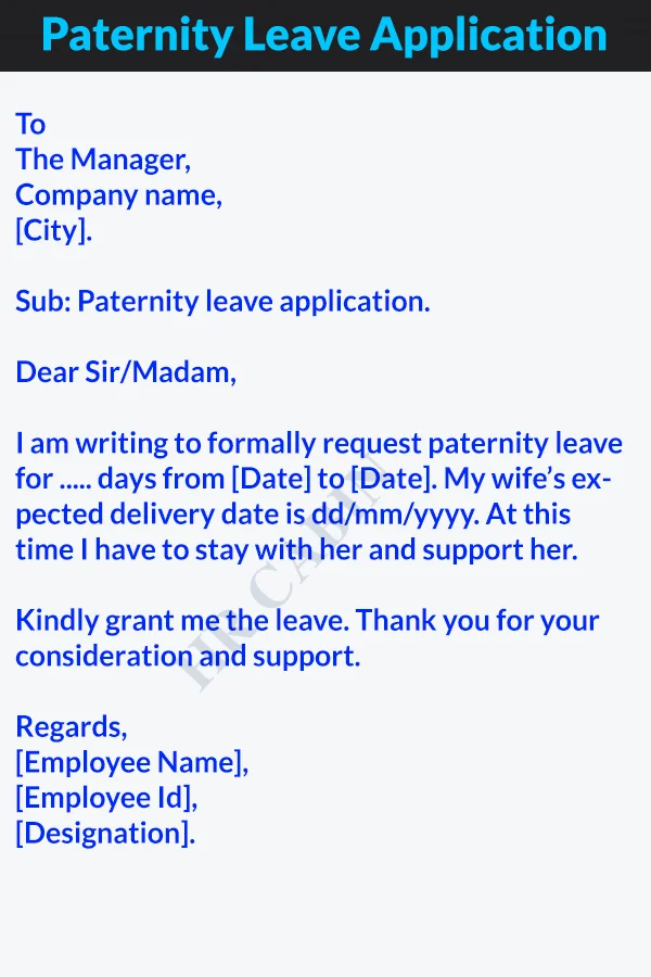 Paternity leave application to manager