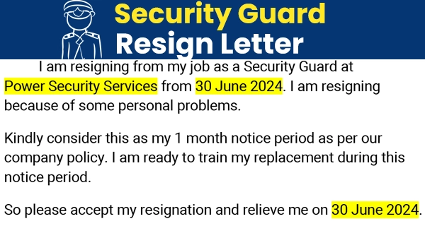 Security guard resign letters in Word